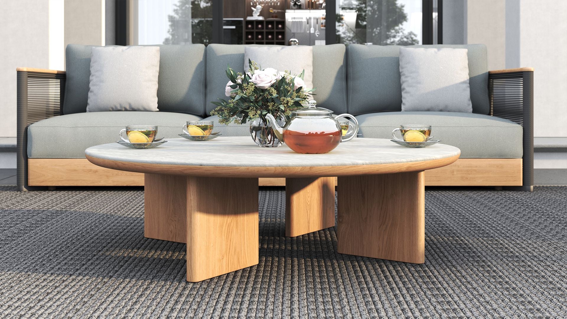 Hina Round Coffee Table Ceramic Top