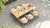Overhead view of a prepared outdoor dining table with six Vento dining chairs on a tiled patio.