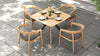 Overhead view of a small square outdoor dining set with a gray pattern on the outdoor dining chairs.