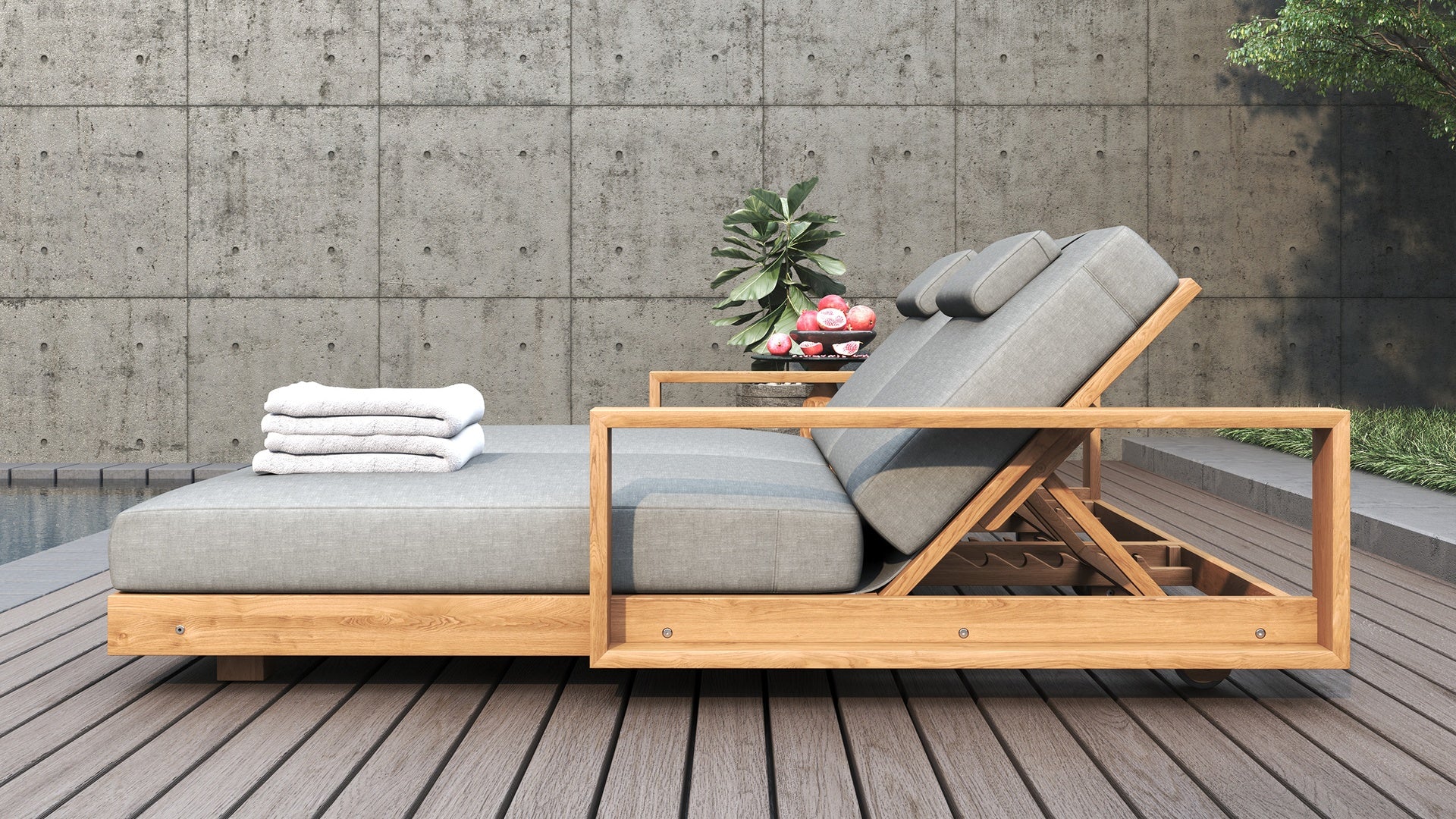 Brie Double Lounger with Arms