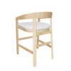 Light wood Vento counter stool with curved backrest and white cushioned seat, shown from rear angle.